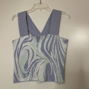 525 America square neck blue swirl stretchy bandage tank top size Medium